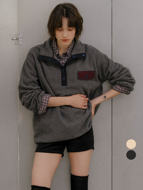 Fleece coloring pocket overfit anorak [FRFA03LT05]_2color