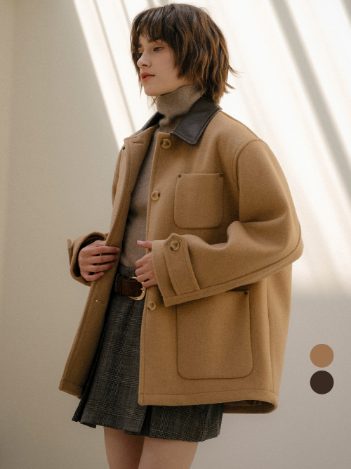 Collar detail wool pocket jacket [FRFA03JK01]_2color