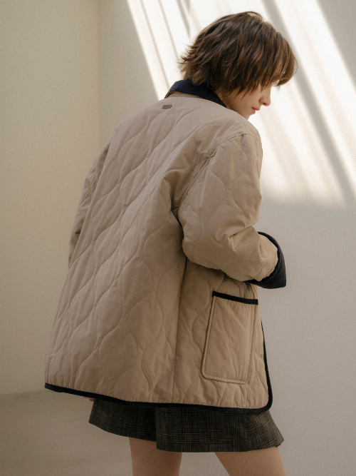 Coloring collar point quilting jumper [FRFA03JP04]_2color