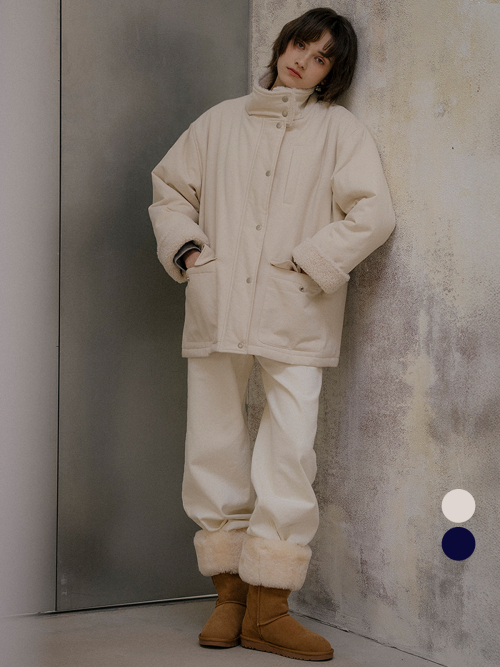 High neck fleece point half jumper [FRFA03JP03]_2color
