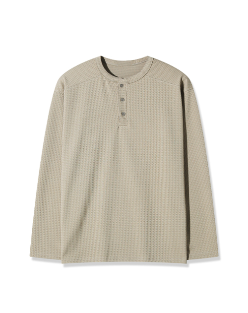 Мягкий лонгслив хенли вафельной вязки (Beige)