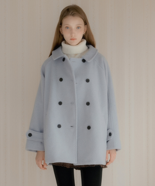 Полупальто Melia из пушистой шерсти (Greyish Blue)