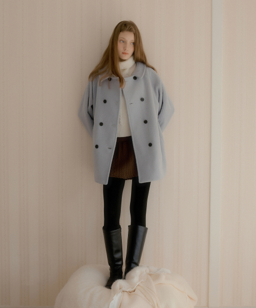 Полупальто Melia из пушистой шерсти (Greyish Blue)