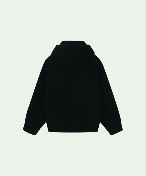 Tweed Hooded zip-up / Black