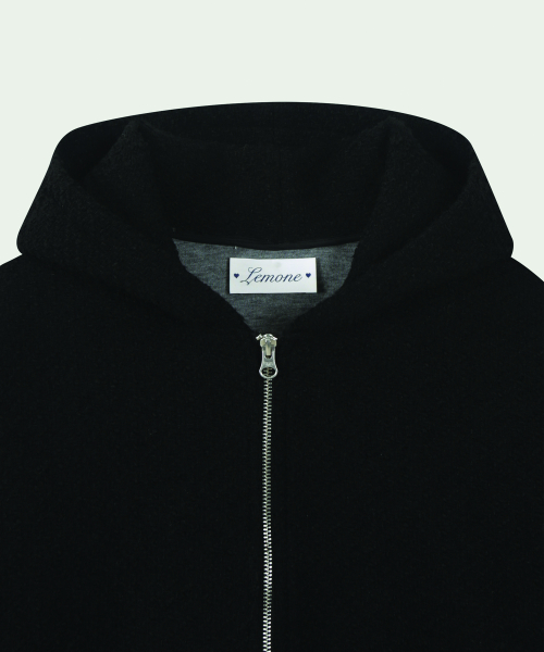 Tweed Hooded zip-up / Black