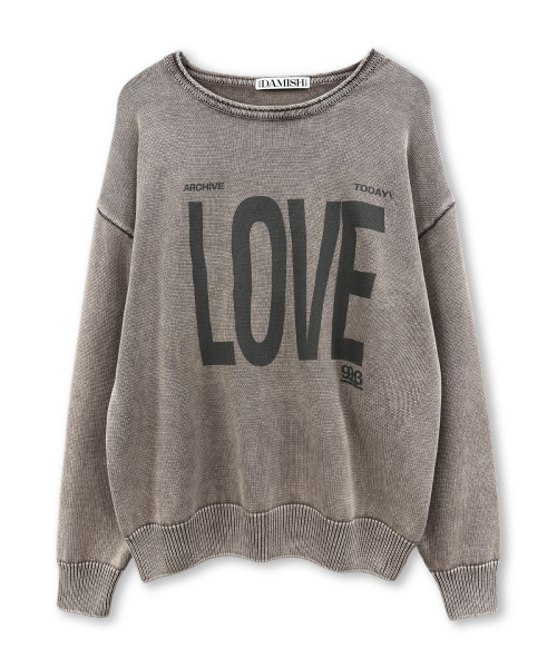 Love Print гарментдай ролнек свитер Sand Beige