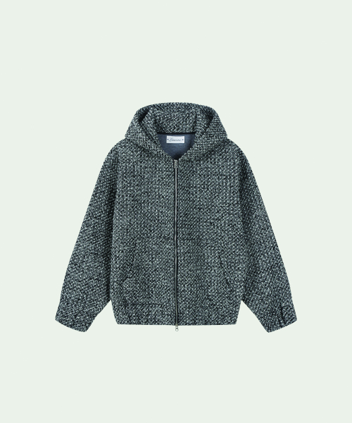Tweed Hooded zip-up / Deep Gray