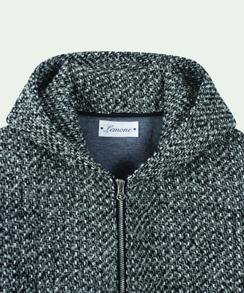 Tweed Hooded zip-up / Deep Gray