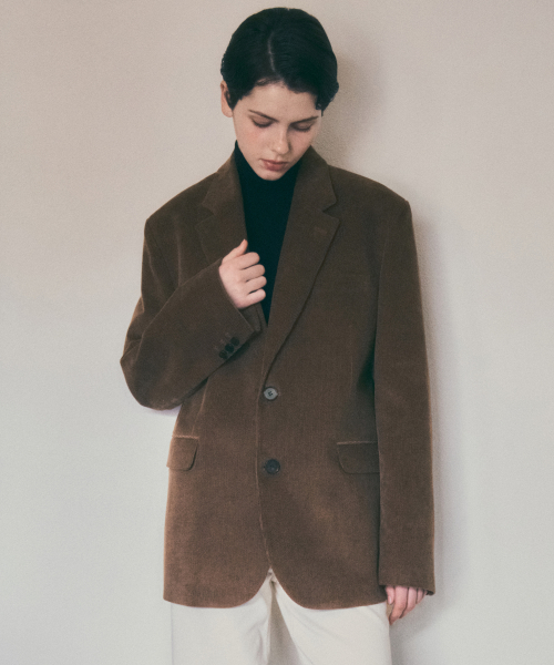 Atelier Edition — вельветовый тейлоред блейзер BROWN W25-OT12