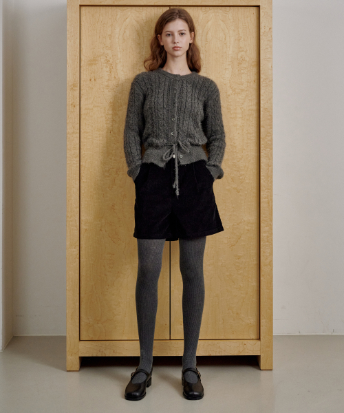 Cable String Cardigan Gray