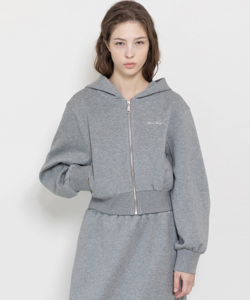 Crop hooded zip-up_2color