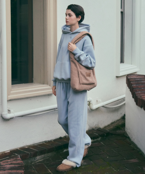 W / Soft Pastel начёсанные широкие свитшот-брюки на кулиске — Ash Blue (W25-PT31)