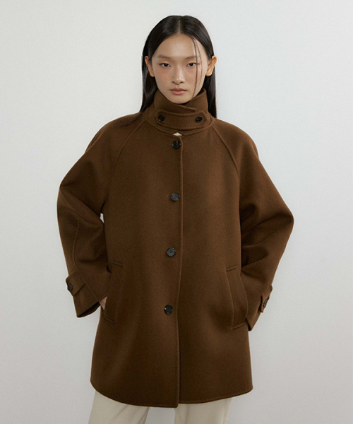 handmade wool half coat-brown