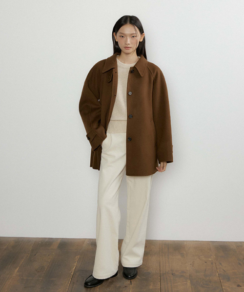 handmade wool half coat-brown