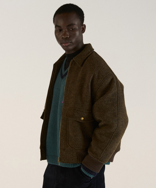 Heritage Wool Zip-Up Jumper 26(Brown)