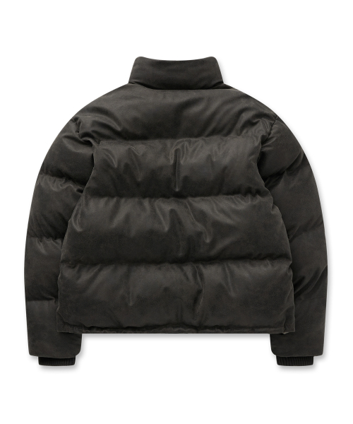 Vintage Faux Leather Padded Jacket 28(Black)