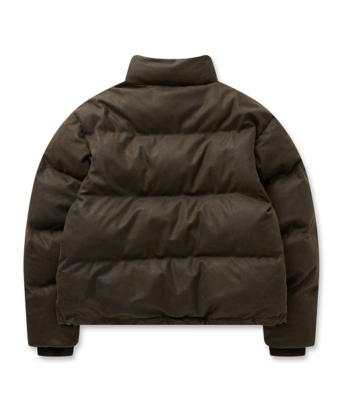 Vintage Faux Leather Padded Jacket 28(Brown)