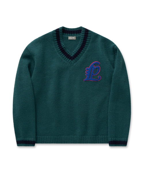 Varsity V-Neck Knit 29(Deep Green)
