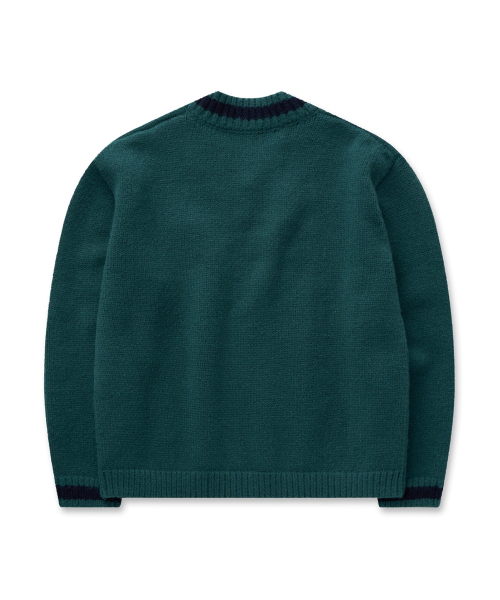 Varsity V-Neck Knit 29(Deep Green)