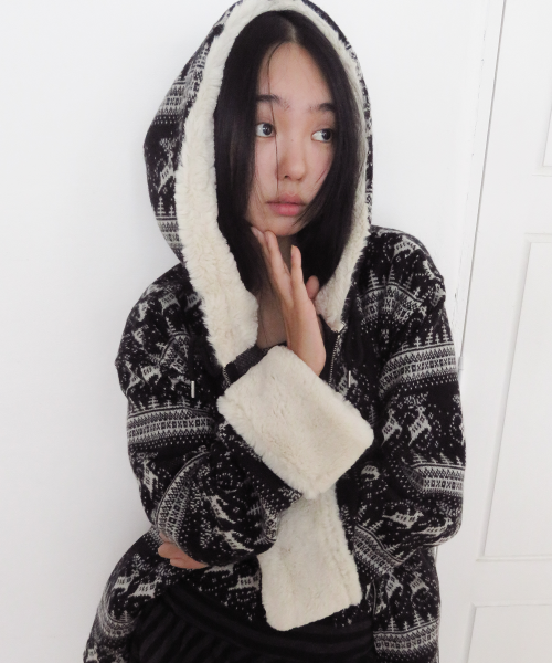 Nordic Fur Hoodie, Black