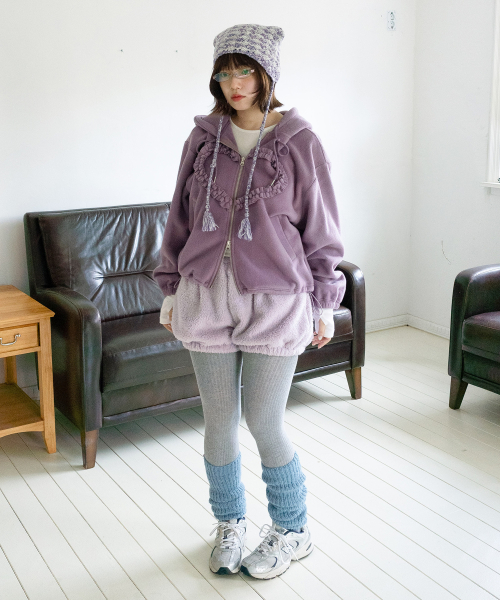 Frill Heart Hoodie, Violet