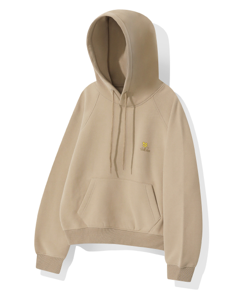 Женское худи с начесом и цветочным принтом (Beige)