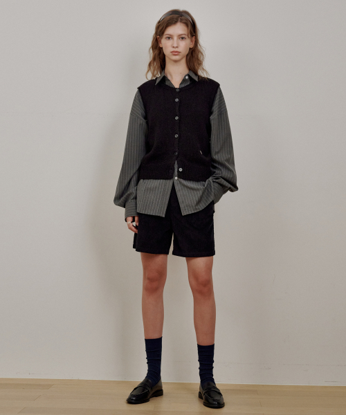 Soft Corduroy Half Pants Black