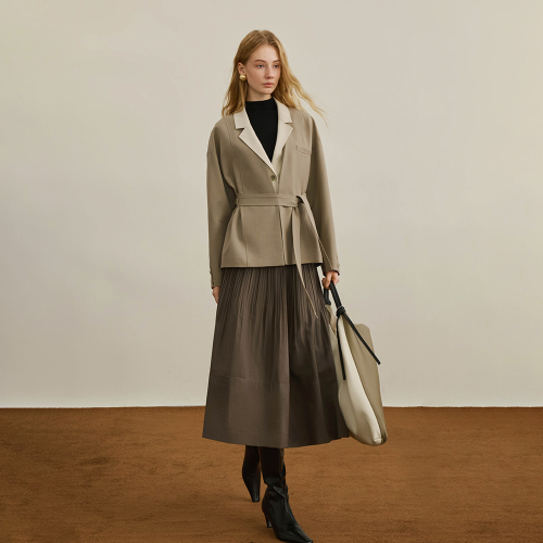 YY_Style belt fake two-piece jacket