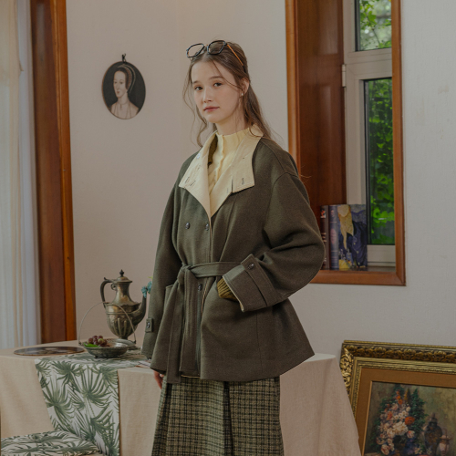 PM_Corduroy two-tone patchwork coat_2color