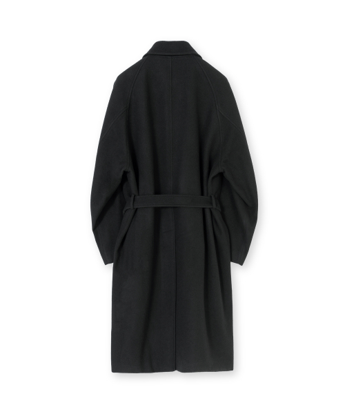 Пальто из чистой шерсти с поясом, Black