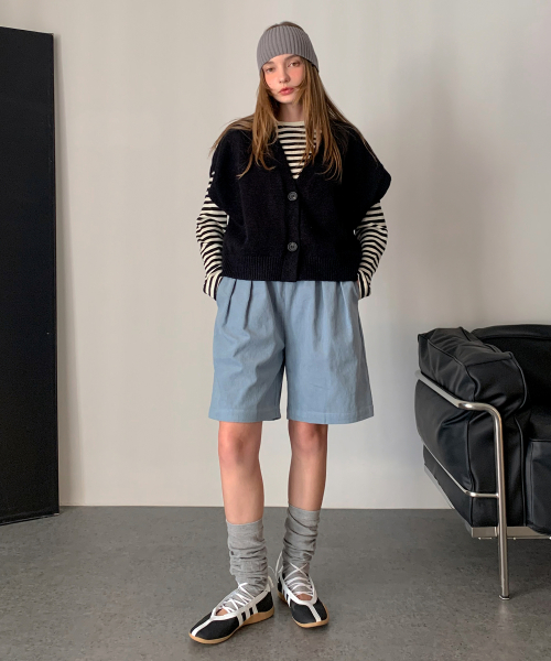 Two Button V knit Vest (3colors)