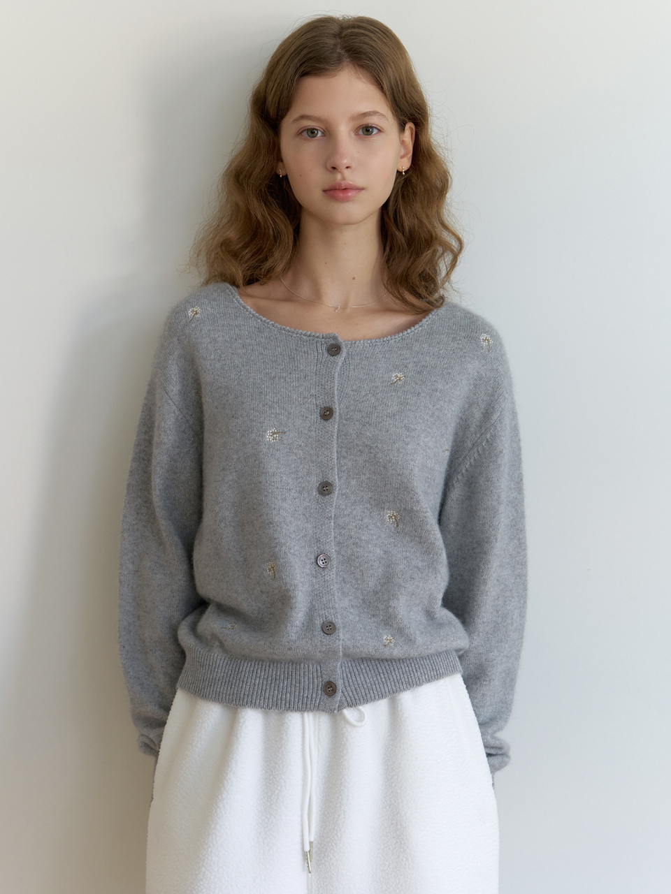 Coton knit cardigan set_2piece (gray)