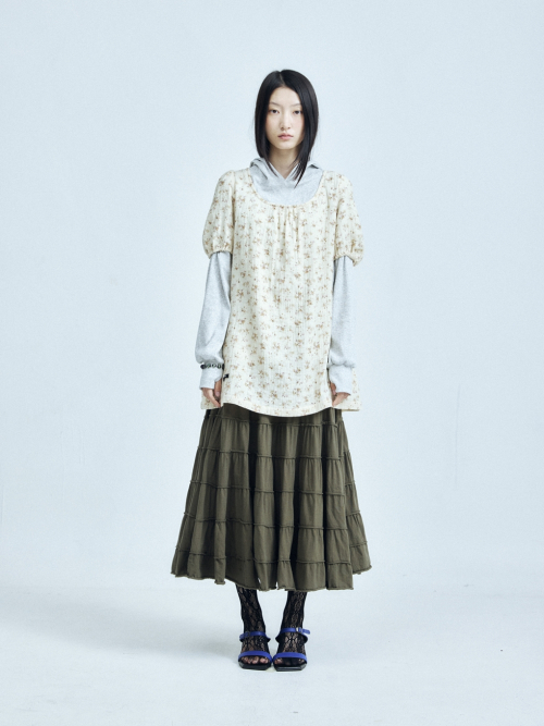 черный Tie Blouse Vintage Flower