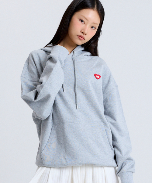 HEART SYMBOL HOODIE MELANGE серый