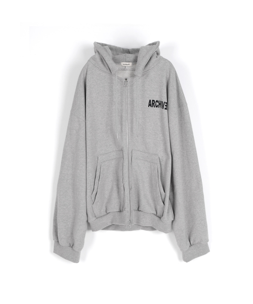 dual pocket heavy sweat hood zip up (Melange Gray)