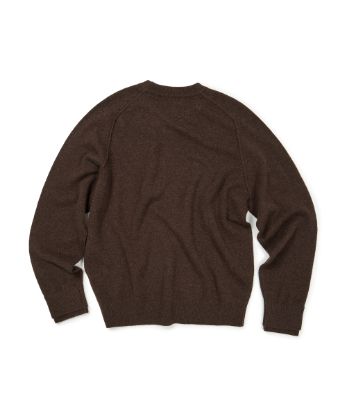 (BASE) LAYERED CUFF ROUND KNIT (BROWN)