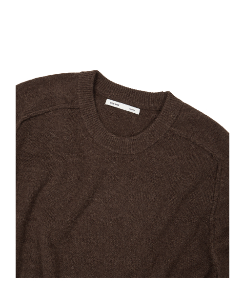 (BASE) LAYERED CUFF ROUND KNIT (BROWN)