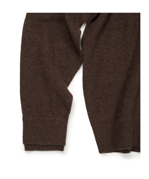 (BASE) LAYERED CUFF ROUND KNIT (BROWN)