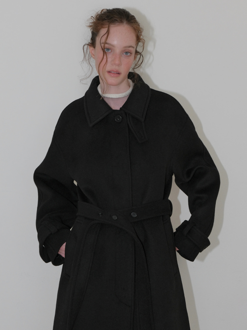Balmacaan Long Coat, черный