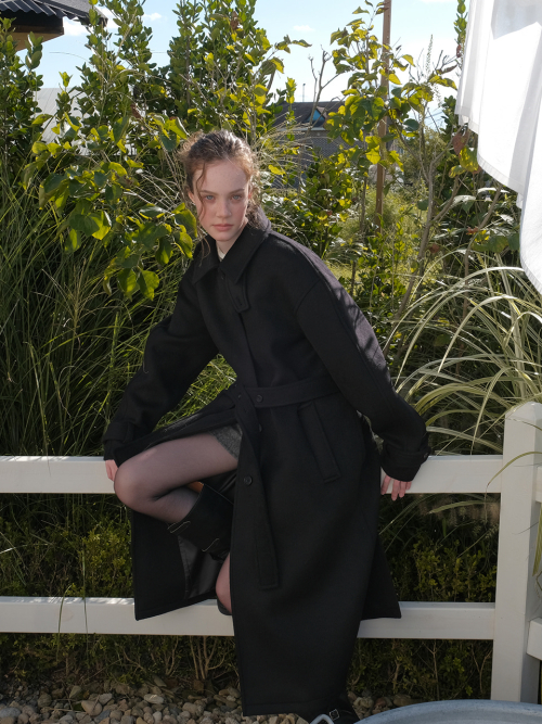 Balmacaan Long Coat, черный