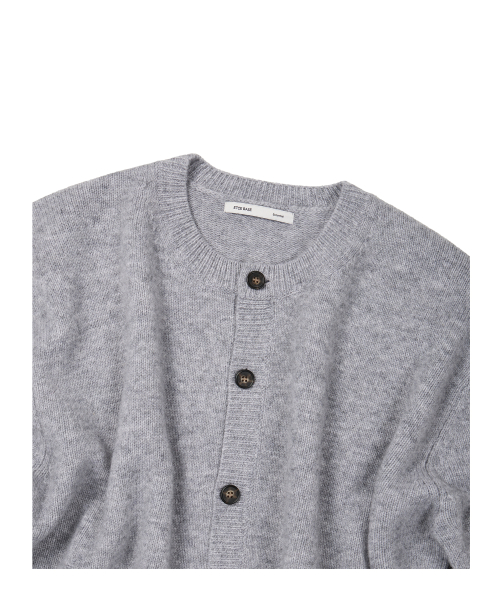 (BASE) CROP ROUND NECK CARDIGAN (GRAY)