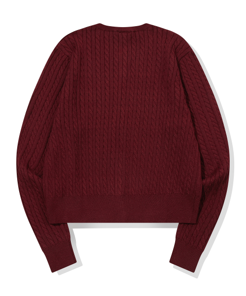 Вязаный кроп-кардиган с косами Burgundy