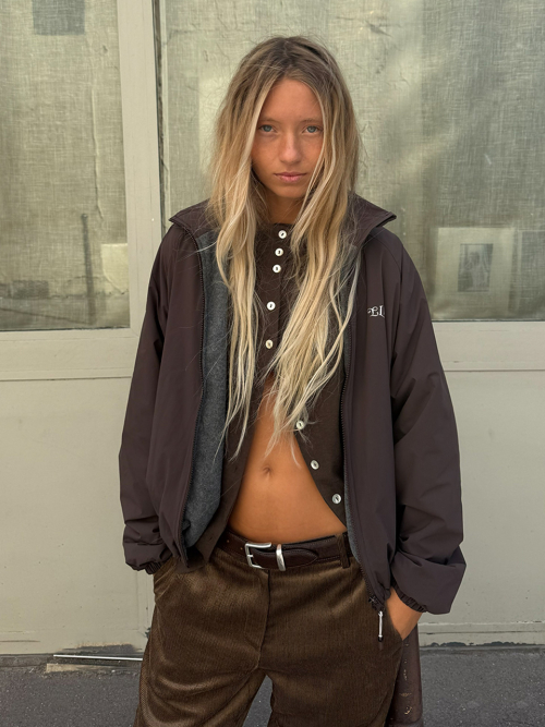 LIGHT FLEECE-LINED JACKET_BROWN