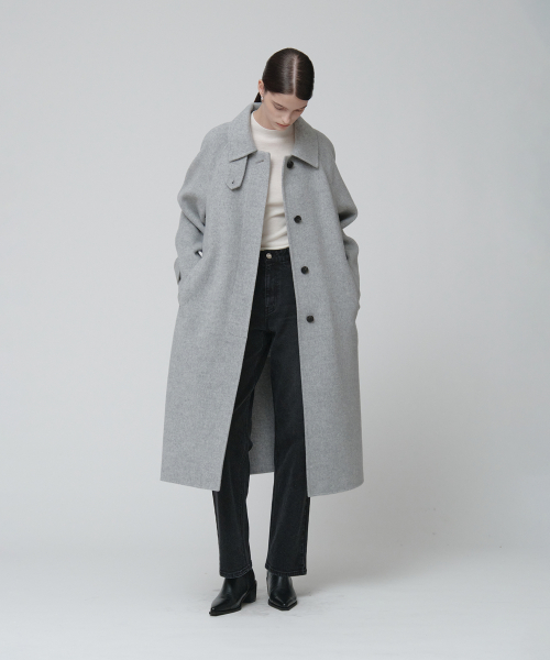 NU BERN Classic Merino Wool Handmade Balmacaan Coat_Light Gray