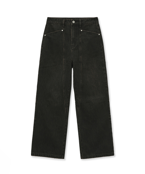 CINCH BACK CURVED JEANS-DARK BROWN
