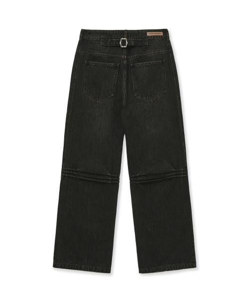 CINCH BACK CURVED JEANS-DARK BROWN