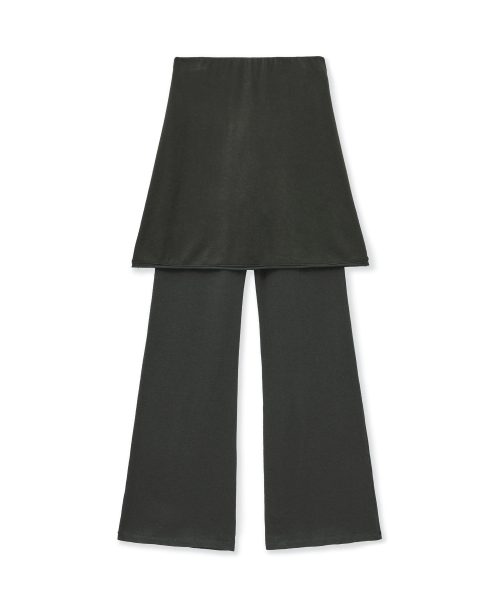 TWO-TONE LAYERED TIED SKIRT PANTS-KHAKI