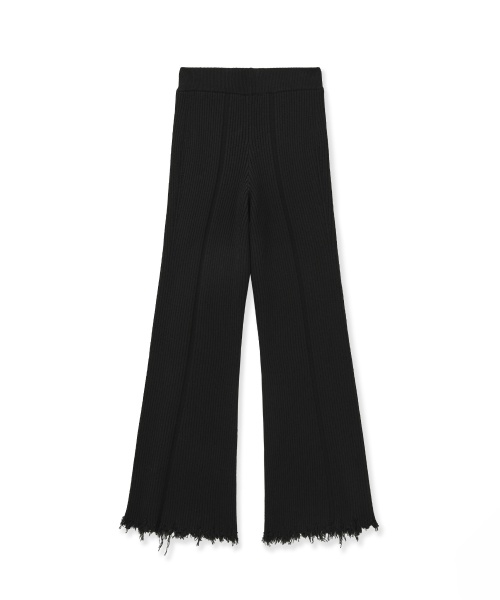 RIBBED DISTRESSED WOOL KNIT PANTS-черный