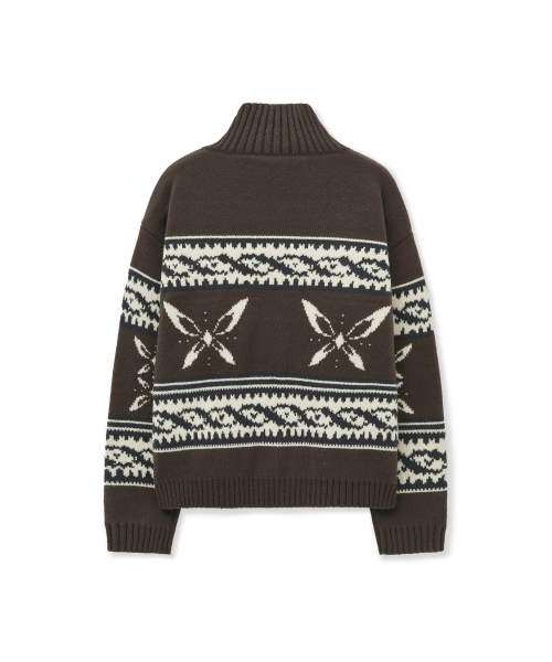 COWICHAN ZIP-UP CARDIGAN JACKET-BROWN