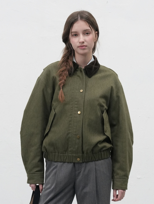 Вельветовый рабочий жакет на подкладке с воротником [KHAKI] WBE3L07513